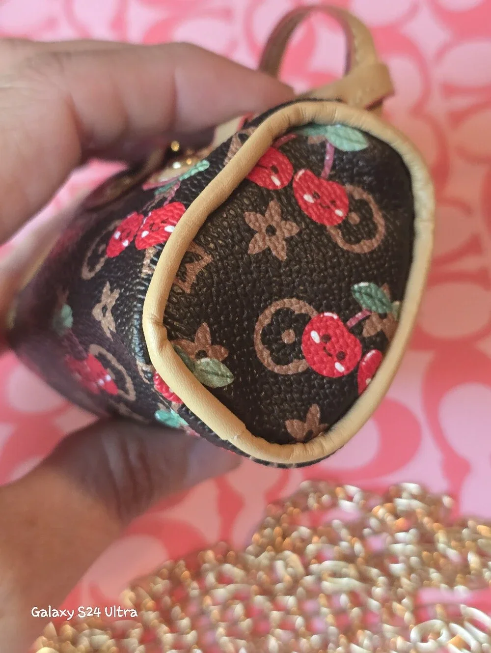 Cherry Mini Coin Purse Bag Charm/ Keychain NEW